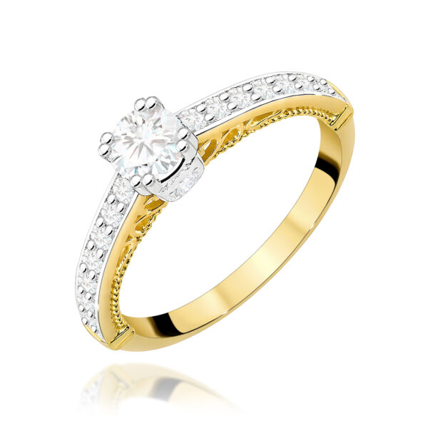 Żółte Złoto Pierścionek z Diamentem 0,30 ct