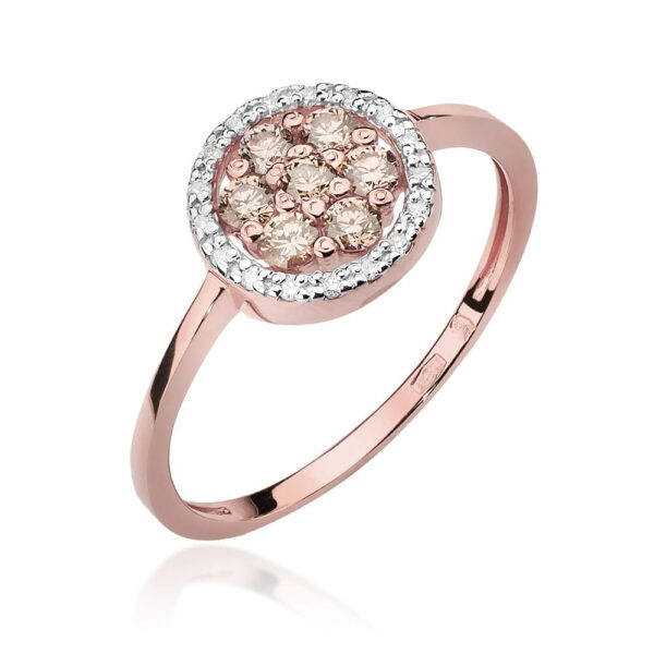 Różowe Złoto Pierścionek z Brązowymi Diamentami 0,44 ct