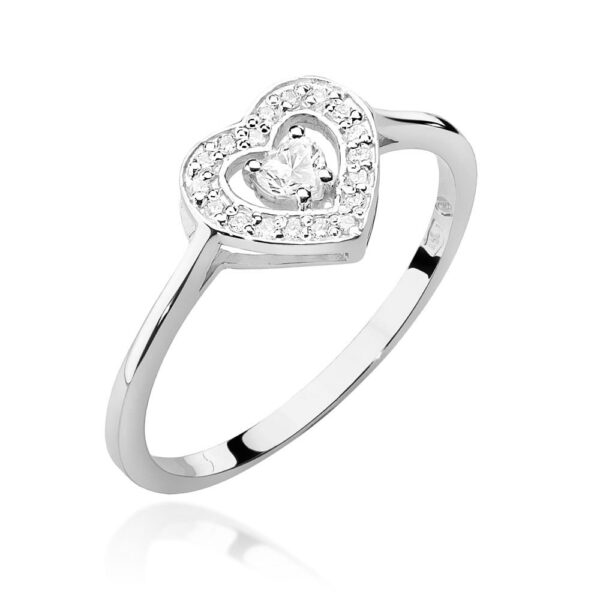 Białe Złoto Pierścionek z Diamentem 0,10 ct