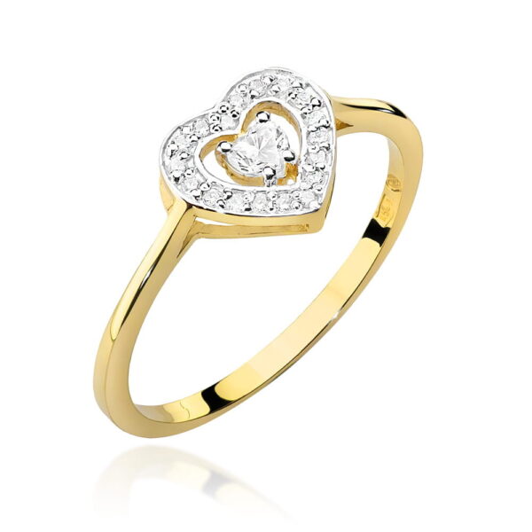 Żółte Złoto Pierścionek z Diamentem 0,10 ct