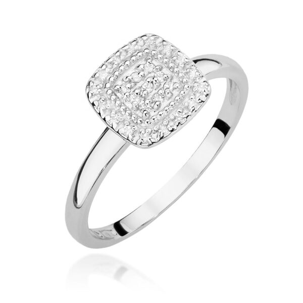 Białe Złoto Pierścionek z Diamentami 0,125 ct