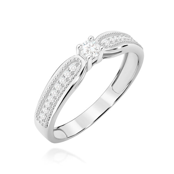 Białe Złoto Pierścionek z Diamentem 0,08 ct