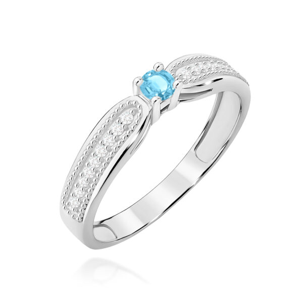 Białe Złoto Pierścionek z Topazem Swiss 0,15 ct