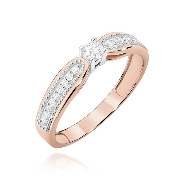 Różowe Złoto Pierścionek z Diamentem 0,08 ct
