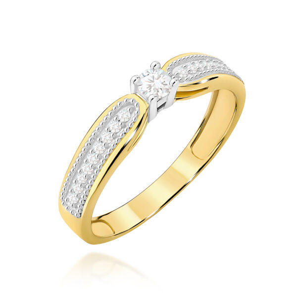 Żółte Złoto Pierścionek z Diamentem 0,08 ct