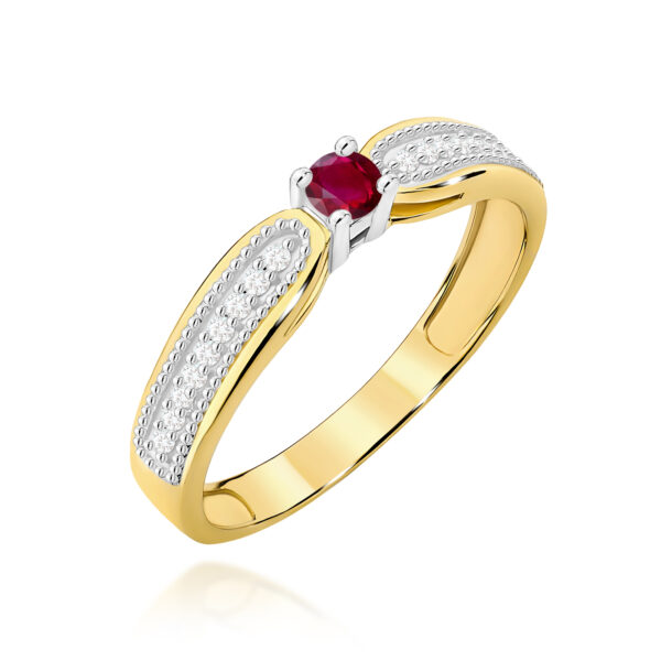 Żółte Złoto Pierścionek z Rubinem 0,15 ct