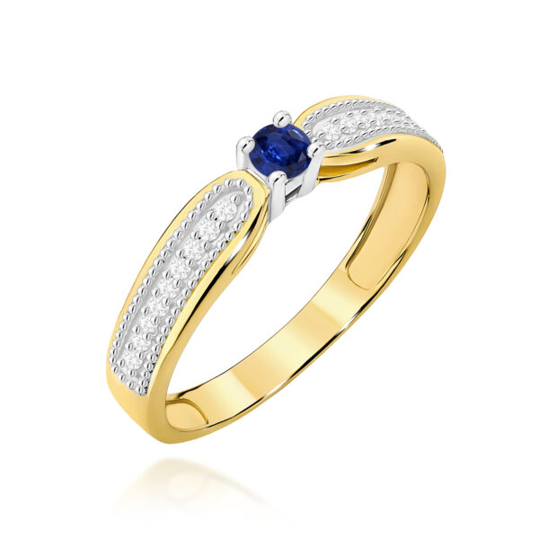 Żółte Złoto Pierścionek z Szafirem 0,15 ct