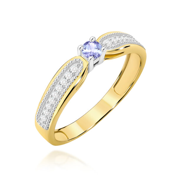 Żółte Złoto Pierścionek z Tanzanitem 0,15 ct
