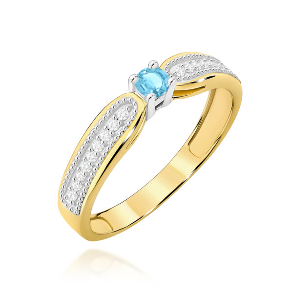 Żółte Złoto Pierścionek z Topazem Swiss 0,15 ct