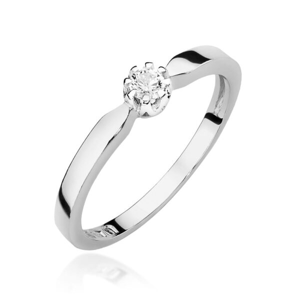 Białe Złoto Pierścionek z Diamentem 0,10 ct