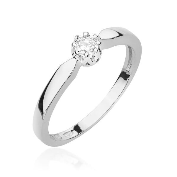 Białe Złoto Pierścionek z Diamentem 0,15 ct