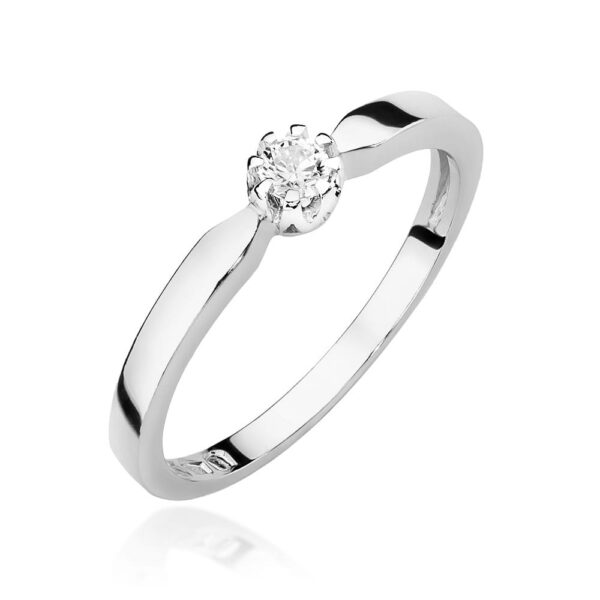 Białe Złoto Pierścionek z Diamentem 0,08 ct