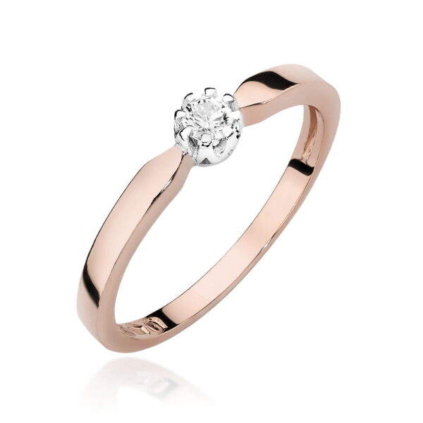Różowe Złoto Pierścionek z Diamentem 0,08 ct
