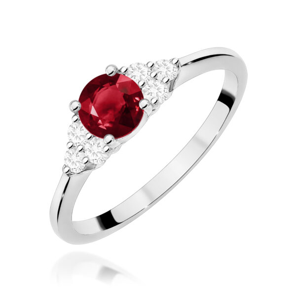 Białe Złoto Pierścionek z Granatem 0,60 ct