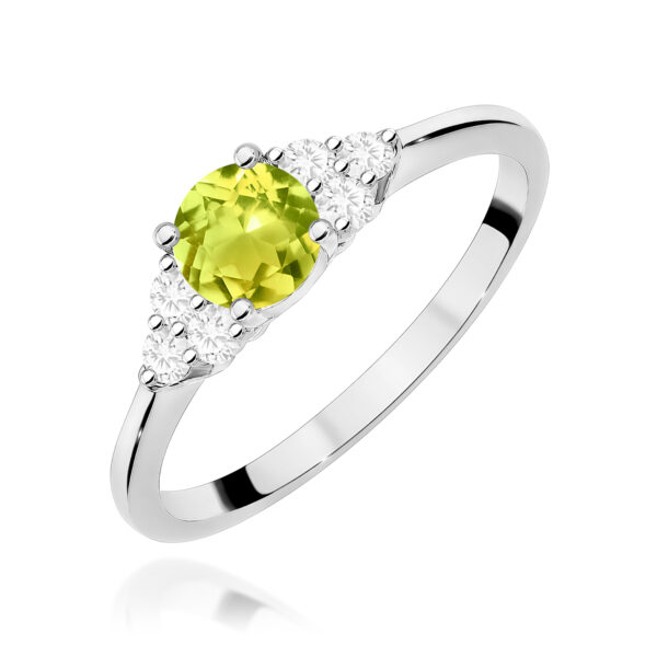 Białe Złoto Pierścionek z Oliwinem 0,60 ct