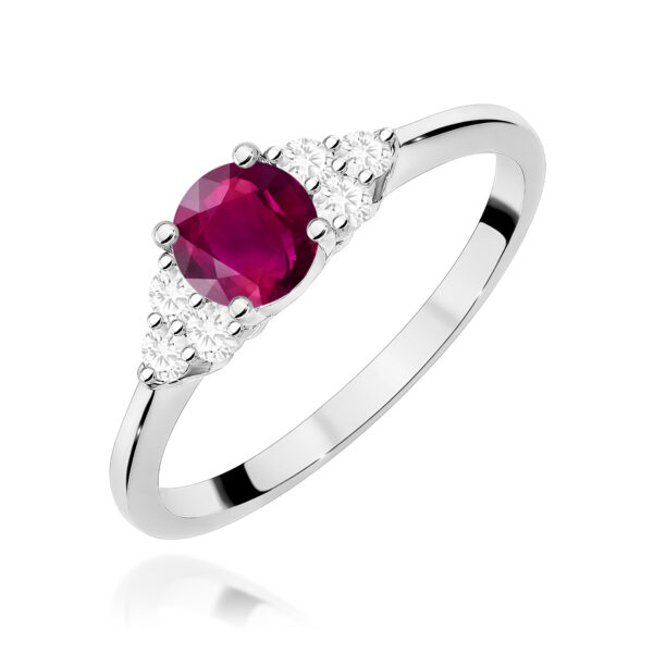 Białe Złoto Pierścionek z Rodolitem 0,60 ct