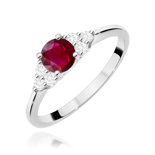 Białe Złoto Pierścionek z Rubinem 0,60 ct
