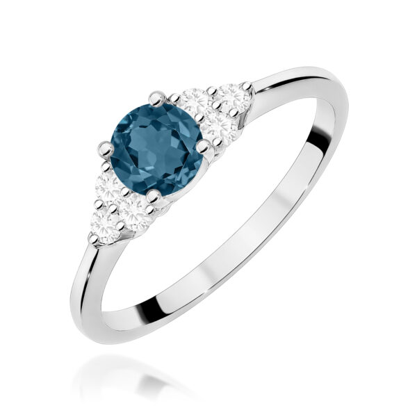 Białe Złoto Pierścionek z Topazem London Blue 0,50 ct