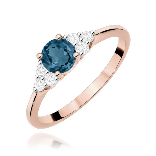Różowe Złoto Pierścionek z Topazem London Blue 0,50 ct