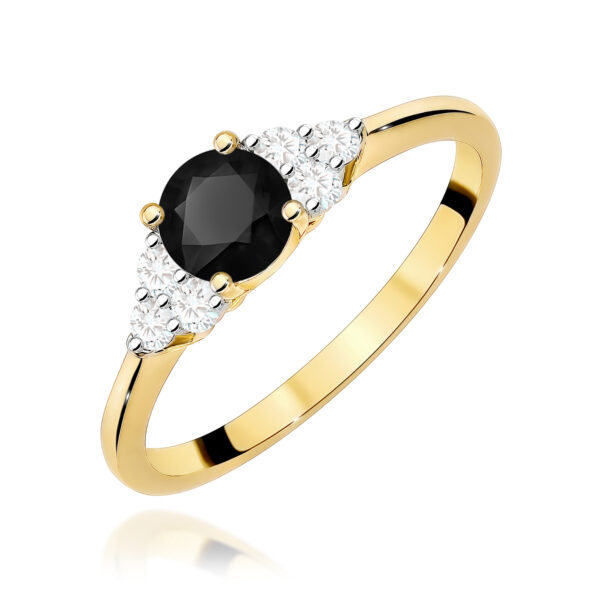 Żółte Złoto Pierścionek z Czarnym Diamentem 0,50 ct