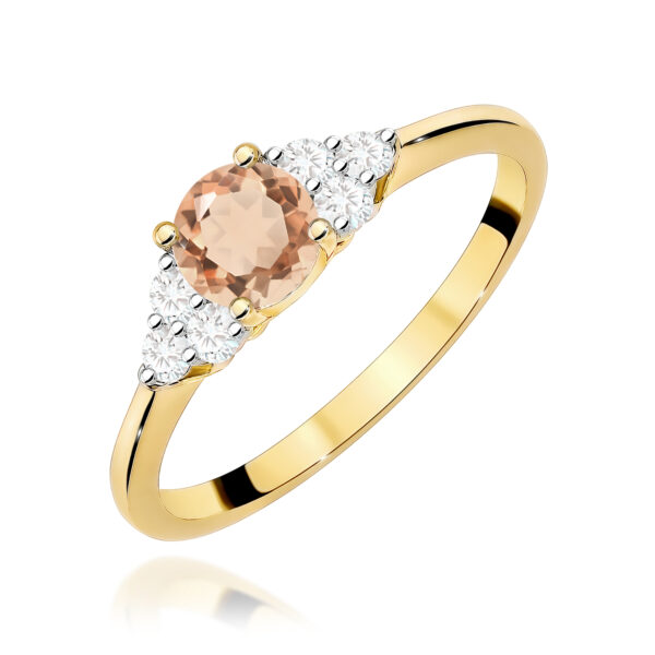 Żółte Złoto Pierścionek z Morganitem 0,40 ct