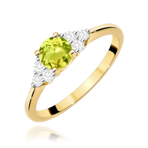 Żółte Złoto Pierścionek z Oliwinem 0,60 ct