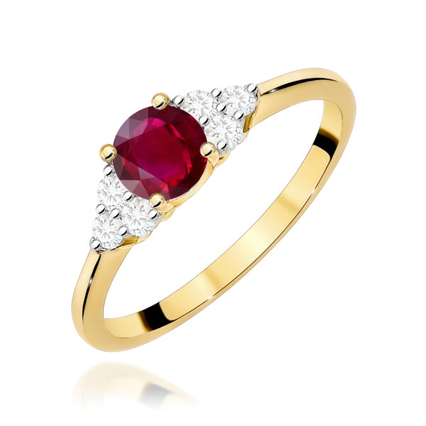 Żółte Złoto Pierścionek z Rubinem 0,60 ct