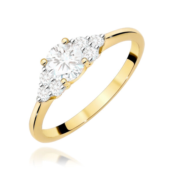 Żółte Złoto Pierścionek z Białym Szafirem 0,60 ct