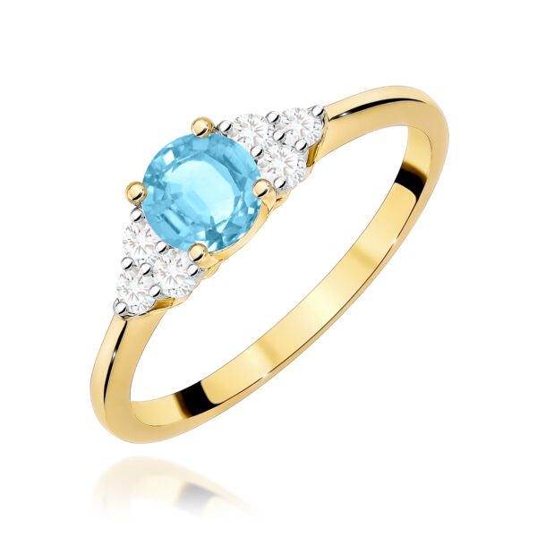 Żółte Złoto Pierścionek z Topazem London Blue 0,50 ct