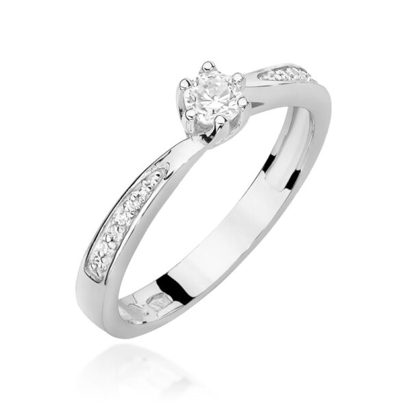Białe Złoto Pierścionek z Diamentem 0,15 ct