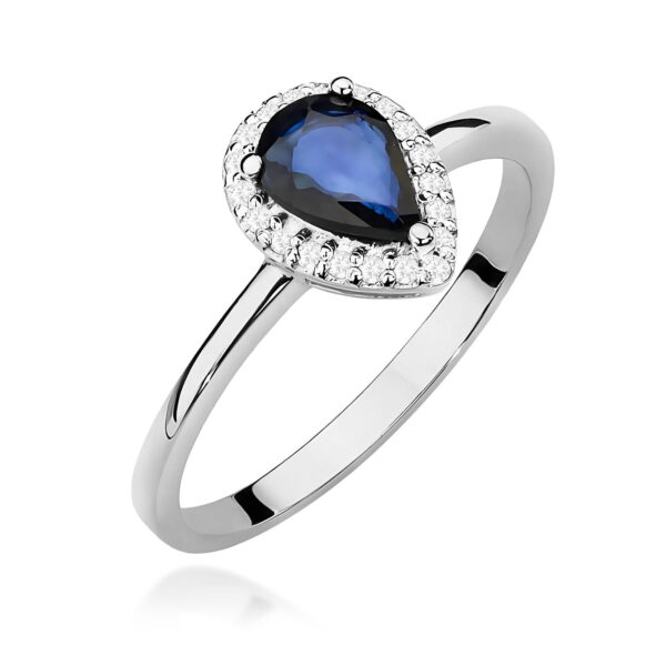 Białe Złoto Pierścionek z Szafirem 0,60 ct