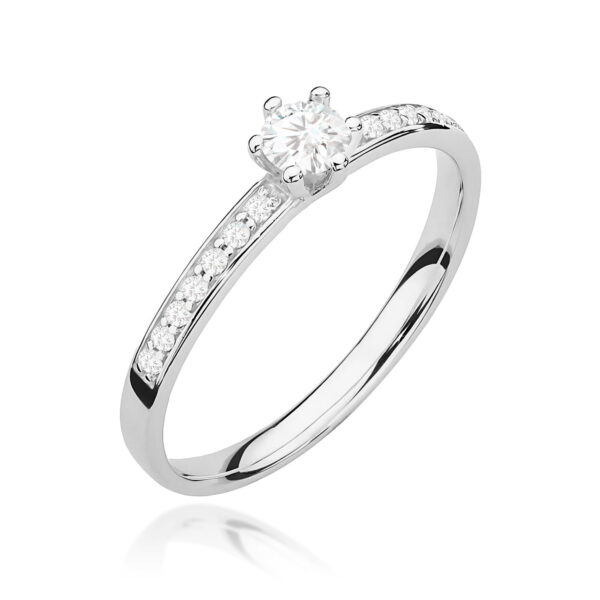 Białe Złoto Pierścionek z Diamentem 0,10 ct
