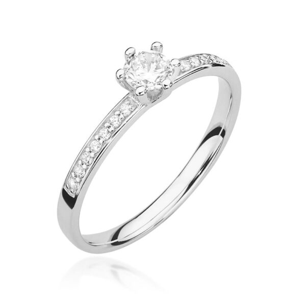 Białe Złoto Pierścionek z Diamentem 0,25 ct