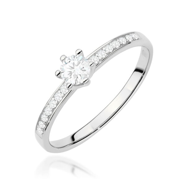Białe Złoto Pierścionek z Diamentem Laboratoryjnym 0,25 ct
