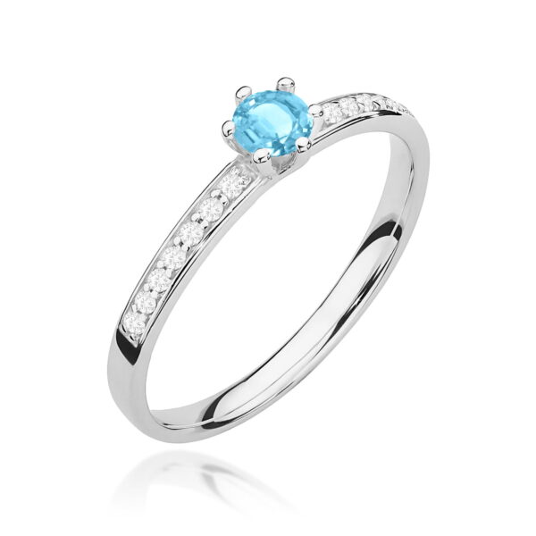 Białe Złoto Pierścionek z Topazem Swiss 0,15 ct