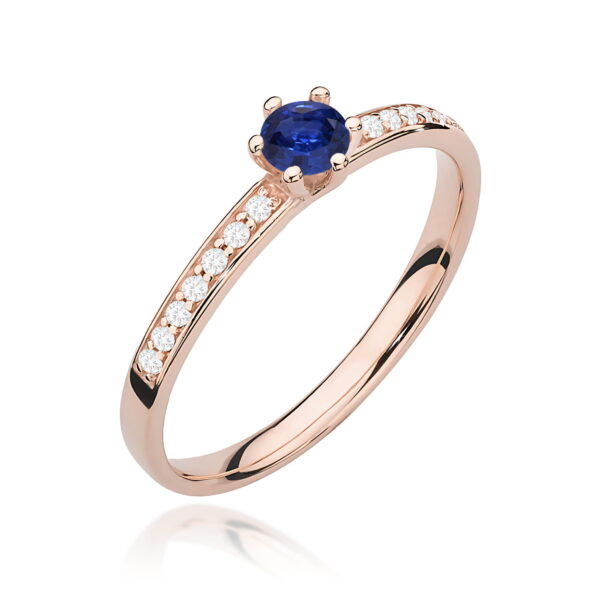 Różowe Złoto Pierścionek z Szafirem 0,15 ct