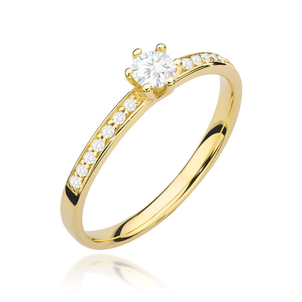 Żółte Złoto Pierścionek z Diamentem 0,10 ct