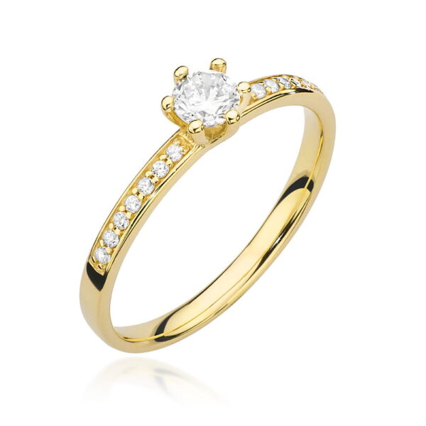 Żółte Złoto Pierścionek z Diamentem 0,25 ct