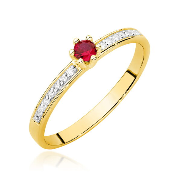 Żółte Złoto Pierścionek z Rubinem 0,15 ct