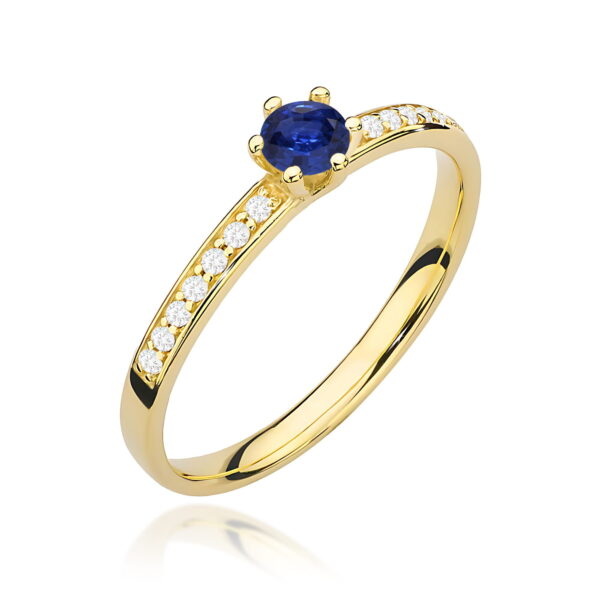 Żółte Złoto Pierścionek z Szafirem 0,15 ct