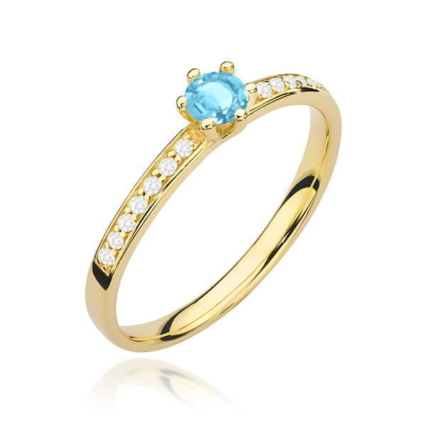 Żółte Złoto Pierścionek z Topazem Swiss 0,15 ct