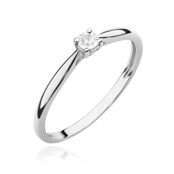 Białe Złoto Pierścionek z Diamentem 0,01 ct