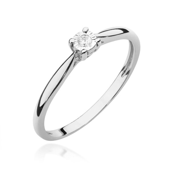 Białe Złoto Pierścionek z Diamentem 0,03 ct