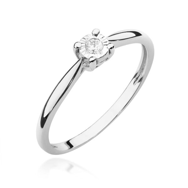 Białe Złoto Pierścionek z Diamentem 0,08 ct