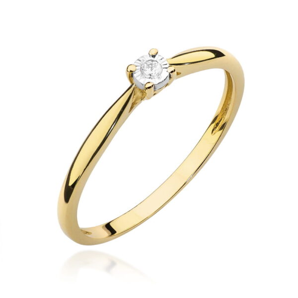 Żółte Złoto Pierścionek z Diamentem 0,01 ct