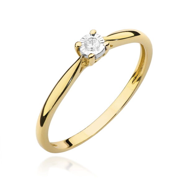 Żółte Złoto Pierścionek z Diamentem 0,03 ct