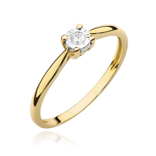 Żółte Złoto Pierścionek z Diamentem 0,08 ct