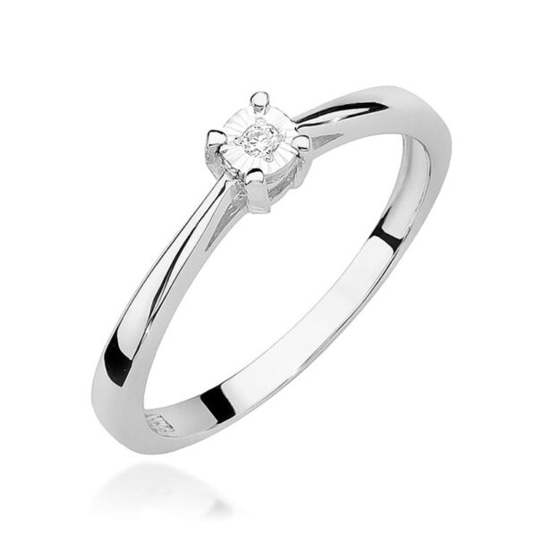 Białe Złoto Pierścionek z Diamentem 0,02 ct