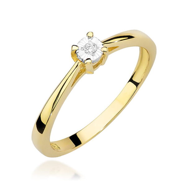 Żółte Złoto Pierścionek z Diamentem 0,02 ct