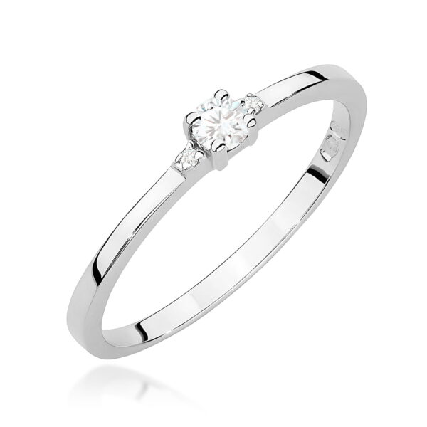 Białe Złoto Pierścionek z Diamentem 0,0086 ct